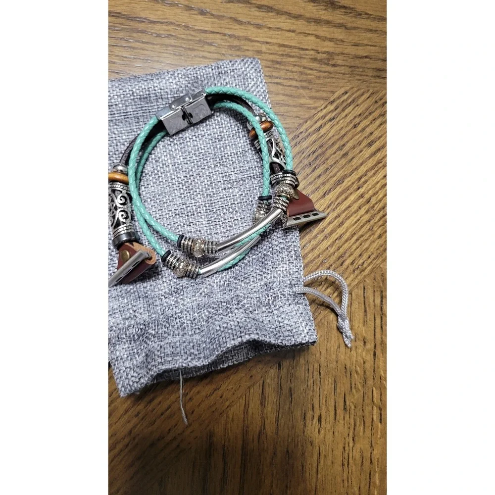 Smatiful Apple Watch Band 38mm 40mm Turquoise Leather Boho Antique Series Teal